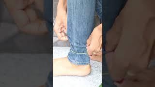 Long jeans to Ankle length jeans perfectly (in seconds ) using elastic band  #anklelengthpants