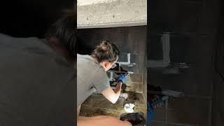 Transforming our existing firebox #brickfireplace #diy #cozyfireplace #fireplace #firebox