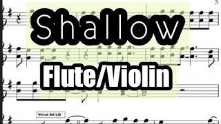 Shallow I Flute or Violin Sheet Music Backing Track Play Along Partitura Lady Gaga Bradley Cooper