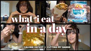 WHAT I EAT IN A DAY (Calorie Deficit) | Cutting My Bangs, Powerlifting, Changing Our Mindset