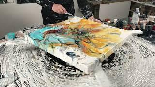 Oh, so sunny! New approach to abstract fluidart.  #arttherapy #acrylicpainting #acrylicpour #art