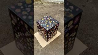 cube of dried flowers. Covered with matte varnish