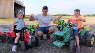 Using kids tractors with nerf guns on them | Tractors for kids