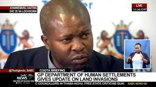 COGTA Briefing | Gauteng Human Settlements Department update on land invasions