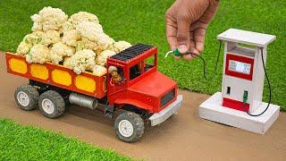 diy truck full trolly cauliflower loading petrol pump science project ​⁠@Small_Creator01