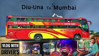 Vlog With Driver's | Red Flight Bus️Kakadiya Travels  | Diu-Una(Gujarat) To Mumbai