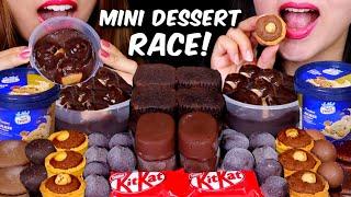 ASMR MINI DESSERT RACE! CHOCOLATE PROFITEROLES, BROWNIES, MOCHI, CHOCOLATE SPOON, TICO ICE CREAM 먹방