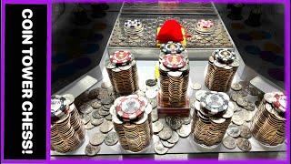 Coin Tower Chess inside the Coin Pusher! We Play You Win! Ep 161