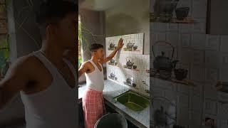 design kitchen wall tiles fitting  #tiles #design #wallpaper #floortilesdesign #walldecor #youtub