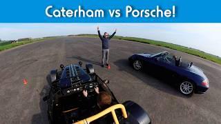 How does a little 1.6L Caterham fare against a Porsche?