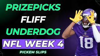 NFL Pickem Optimizer for NFL Week 4 PrizePicks, Underdog, Fliff Picks