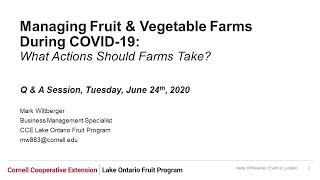 Managing Fruit & Vegetable Farms During COVID-19: What Actions Should Farms Take?