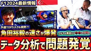 【F1速報】VCARB絶好調！データで見る角田裕毅の速さと問題点発覚…予選の期待と決勝の不安/シンガポールGP初日振り返り解説【F1 2024】【シンガポールGP】 【角田裕毅】【リカルド】【RB】