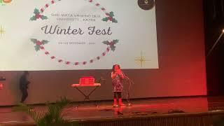 Sharvi singing ‘My Heart Will Go On’ from #Titanic at #SMVDU winter festival.