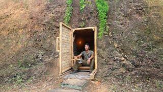 Building Underground & Warm Survival Shelter, Crab Trap, Fireplace, Sawdust Bed Mattress