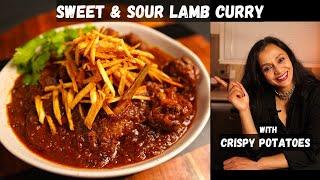 Sweet & Sour LAMB CURRY with CRISPY POTATOES  - SALLI BOTI  Easy Lamb Curry | Parsi Goat Curry