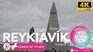 Reykjavík: Walking tour in the northernmost capital city in the World. Reykjavík, Iceland . 4K.