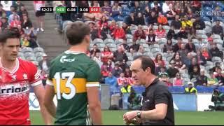 DAVID CLIFFORD CARDED 4 RATTING ON CHRISSY MCKAIGUE - DERRY V KERRY - 2024 FOOTBALL CHAMPIONSHIP