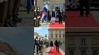PM Modi was accorded a ceremonial welcome at St. Mark's Square in Zagreb, Croatia. #shorts #india
