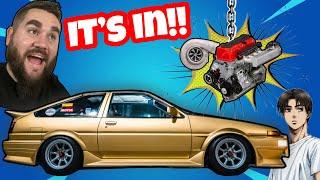 THE HONDA ENGINE IS IN MY TOYOTA AE86! CUSTOM TURBO K24 DRIFT CAR COMING UP!