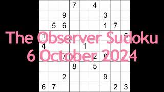 Sudoku solution – The Observer Sudoku 6 October 2024