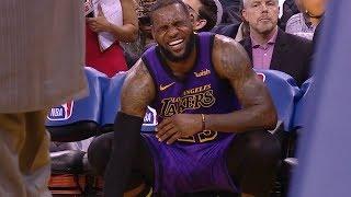 LeBron James Groin Injury - Lakers vs Warriors | Dec 25, 2018 | 2018-19 NBA Season