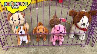 Toddler thinks his DOGS ARE ALIVE! Cute puppy toys for kids children playtime