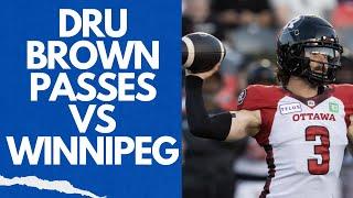 CFL Dru Brown Passing Highlights  Ottawa REDBLACKS Offense  vs Winnipeg Defense