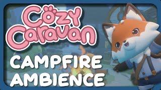 Cozy Caravan Nighttime Campfire Ambience | 1hr | Sleep Aid