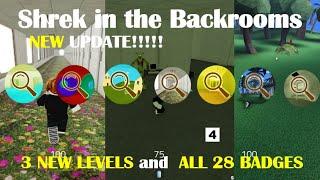 Roblox | Shrek in the Backrooms ALL 28 BADGES Walkthrough | 3 NEW LEVELS