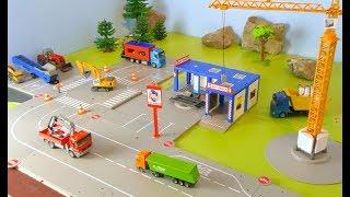 Bagger, Lastwagen, Kran, Traktor, Betonmischer & Trucks - Baustelle für Kinder / Vehicles for Kids