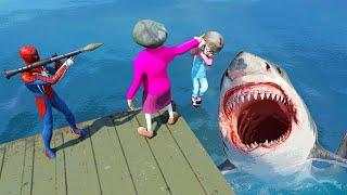 SCARY TEACHER 3D - Miss'T vs Spiderman ( Save Tani From Shark ) - GAME ANIMATION