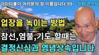 업장을 녹이는 방법 밥을 먹을 때도 잠을 잘 때도 부처님을 생각합니다 | 참선 염불 기도도 결정신심과 염념상속 |청화스님 법문
