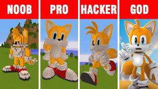 Minecraft NOOB vs PRO vs HACKER vs GOD: STATUE TAILS SONIC FRIEND BUILD CHALLENGE in Minecraft