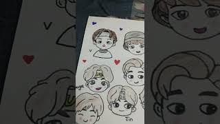 Bts all 7 member Chibi drawing | by Liable club | #drawing #bts #trending