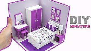 DIY Miniature Dollhouse Room #9: Purple Bedroom | Manilature