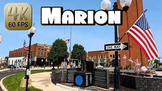 Driving Around Darling Small Town Marion, Illinois in 4k Video