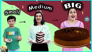 SMALL MEDIUM BIG CHALLENGE | Funny family eating challenge | Aayu and Pihu Show