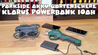 PARKSIDE® Akku-Gartenschere PGSA 14 A1 + Klarus Powerbank 10Ah