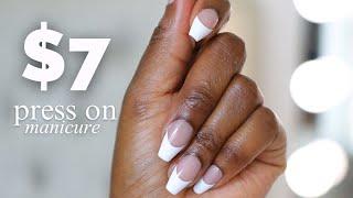 $8 PRESS ON FRENCH TIP set at home manicure, EASY beginner friendly | menaadubea