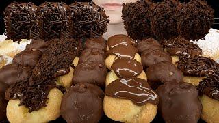 ASMR Nutella Chocolate Cream Puffs Dessert *Chocolate Crunchies & Chocolate Sprinkles