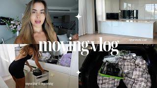 MOVING VLOG  | empty apartment tour, unpacking, organising, homeware shopping + fashion nova haul!