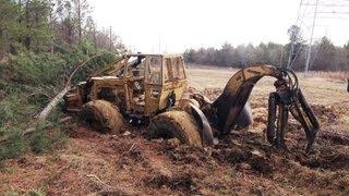 Stuck the Caterpillar Skidder... in 3 Feet of Mud!!