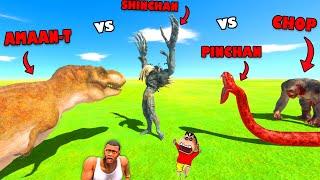 SHINCHAN vs PINCHAN vs CHOP vs AMAAN-T in ANIMAL REVOLT BATTLE SIMULATOR Dinosaur Game | AMAN-YT