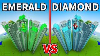 JJ and Mikey: DIAMOND vs EMERALD Tallest Village Battle in Minecraft - Maizen