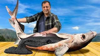 Cooking Giant Sturgeon with Caviar! Incredible Recipes in a Mountain Village from Wilderness Cooking