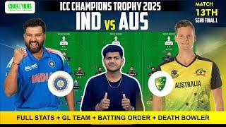 IND vs AUS TEAM , IND vs AUS Match 13TH ODI Prediction, India vs Australia Team