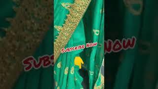 Sea green stone work saree