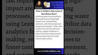How to achieve operational excellence fast?