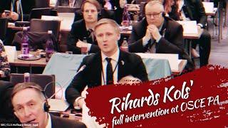 Rihards Kols intervention at OSCE PA: Russian war criminals have no place here!